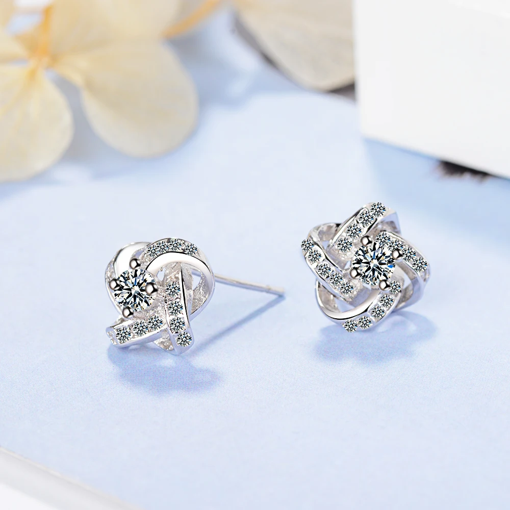 925 Sterling Silver Earrings For Women Sterling-silver-jewelry Zirconia Eternal Heart Twist Earrings Oorbellen S-e430 image 5