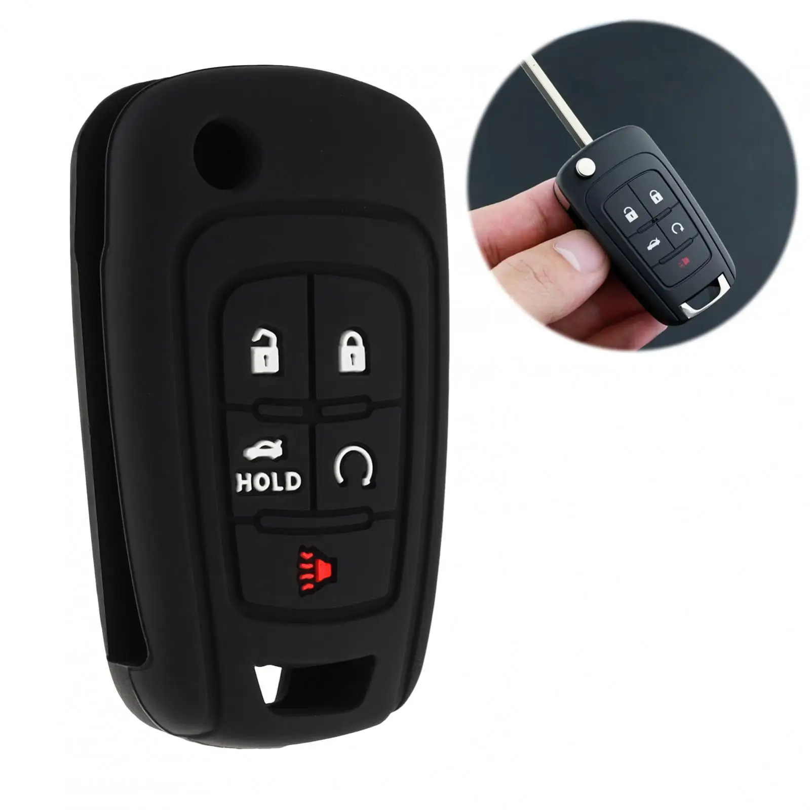 5버튼 자동차 리모컨 키 케이스 쉘 쉐보레 뷰익 GMC 2010-2017용 실리콘 플립 폴딩 키 케이스 커버 보호기