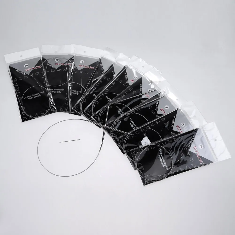 11pcs Sweater Knitting Needle Portable Stainless Steel Fixed Circular Needles Lightweight Different Sizes for DIY Knitted Tool