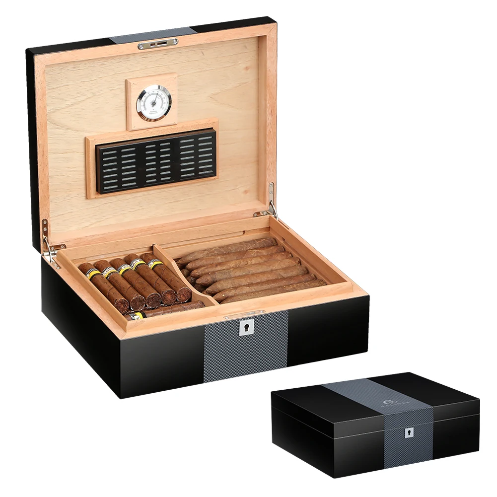 

Galiner Spain Cedar Wood Lined Cigar Box With Hygrometer Humidifier Large Capacity Household Humidor Cigar Box