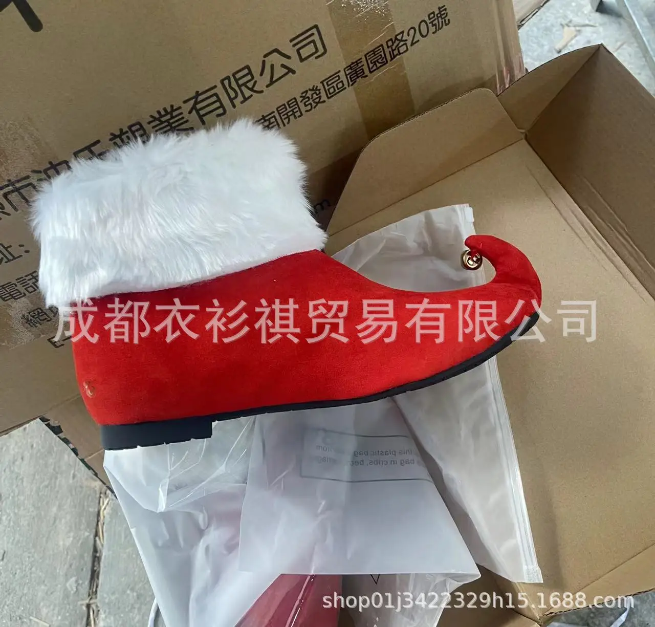 Elfo per adulti di Natale Scarpe da Babbo Natale Stivaletti rossi con campanelli Accessori per giochi di ruolo per oggetti di scena per spettacoli teatrali unisex