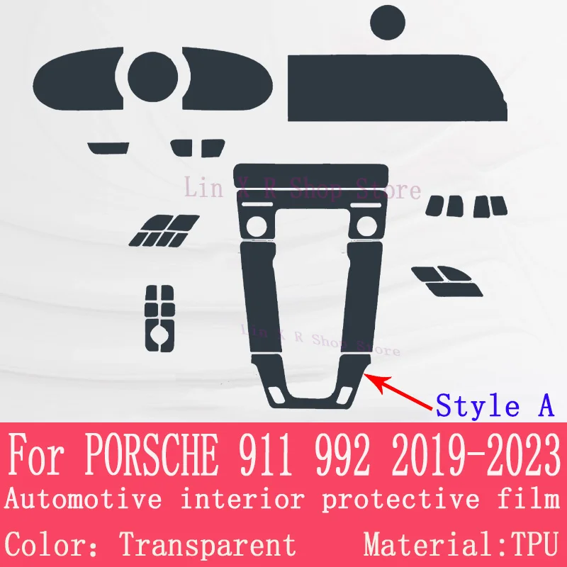 For PORSCHE 911 992 2019-2023 Gearbox Panel Navigation Automotive Interior TPU Protective Film Anti-Scratch Sticker Accessories