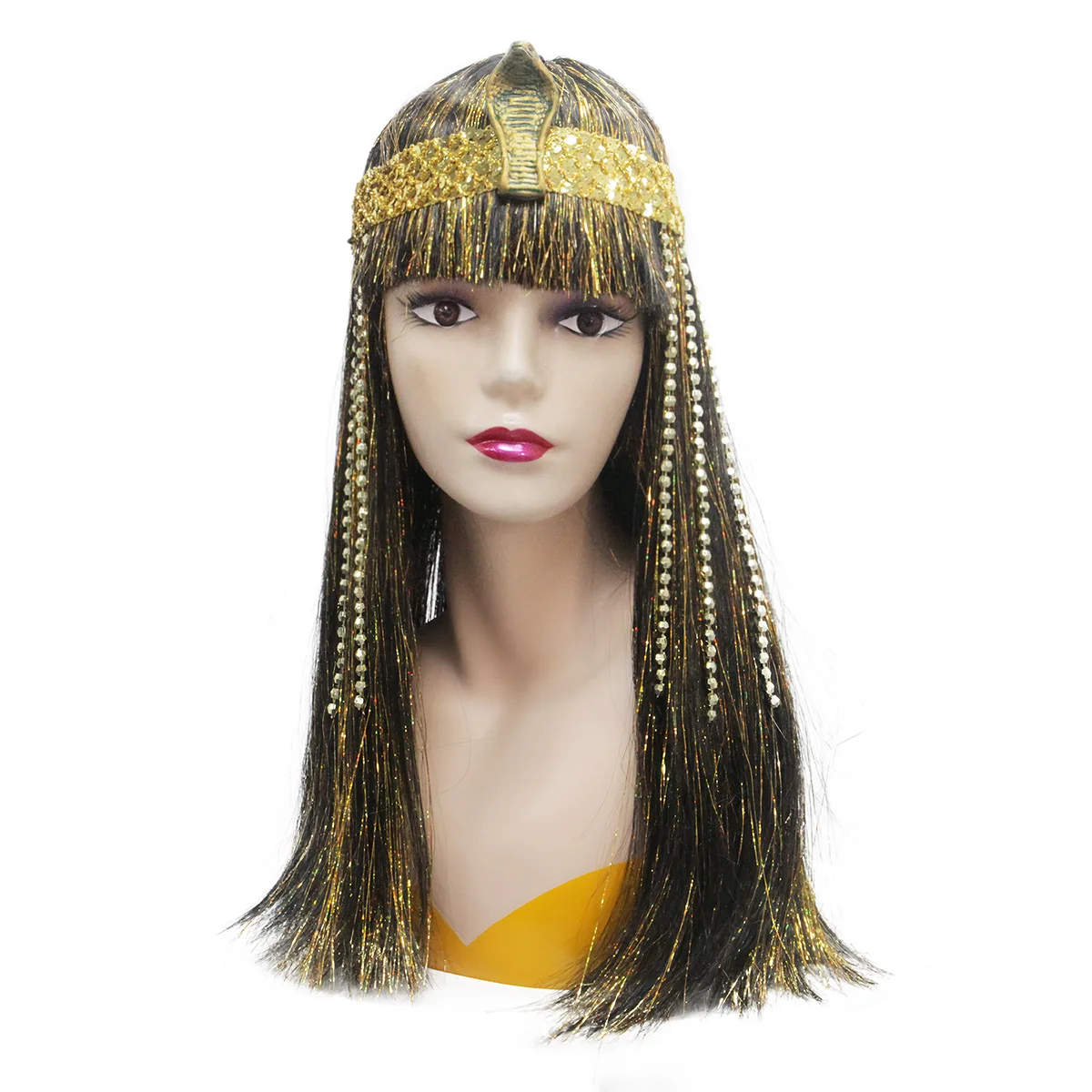 Fashion Black Synthetic Wig with Raindrop Snake Head Fringe for Halloween Cosplay Party Anime Styling