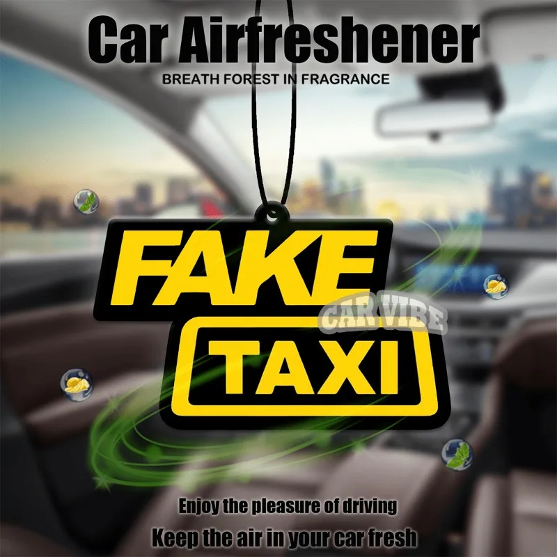 "Fake Taxi / Good Boy" Car Freshener — Mirror Hanging Scent Strip, Paper Set with Multiple Patterns, Cool Car Decor