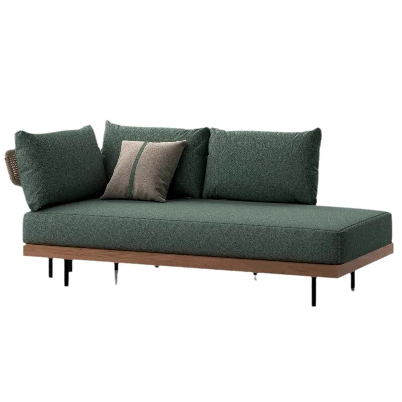 

Outdoor teak sofa courtyard outdoor leisure terrace sun room, garden corner rattan L-shaped sofa
