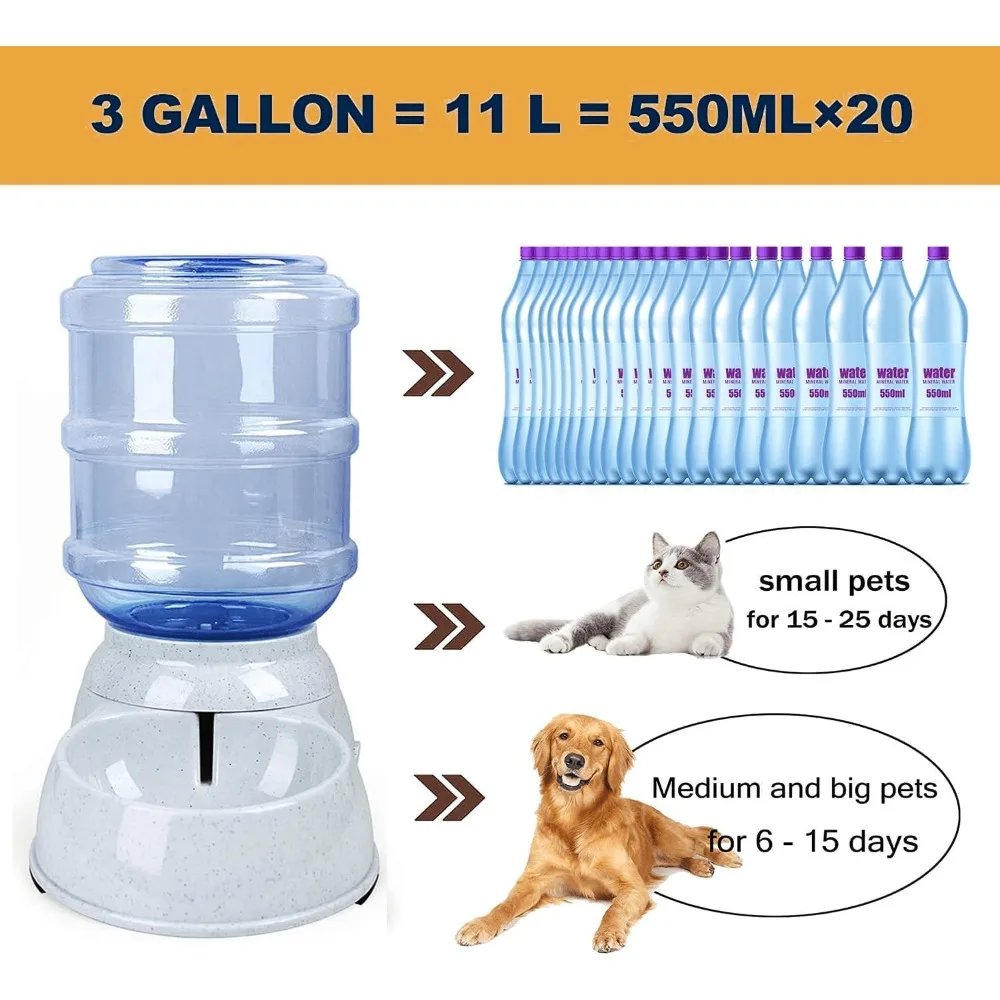 11L Automatic Dispensing Drinker Pet Feeder Drinking Bottle Cats Automatic Water Reservoi Convenient Pet Basin Bowl Food Utensil - view 4