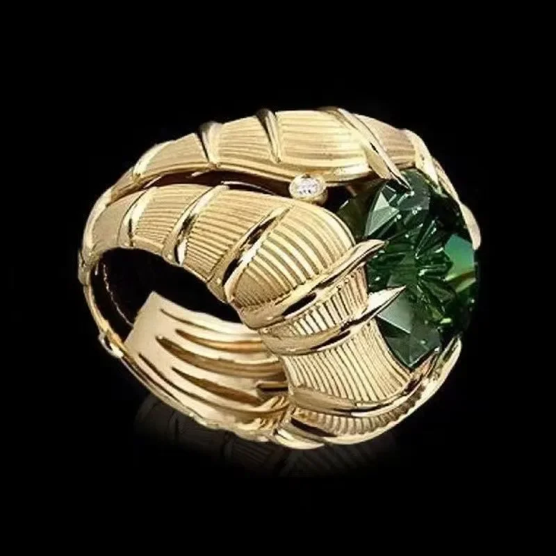 Tanzanite gold, mid-style, single-grain inlaid water drop main stone, 5*7mm eco-friendly alloy ring