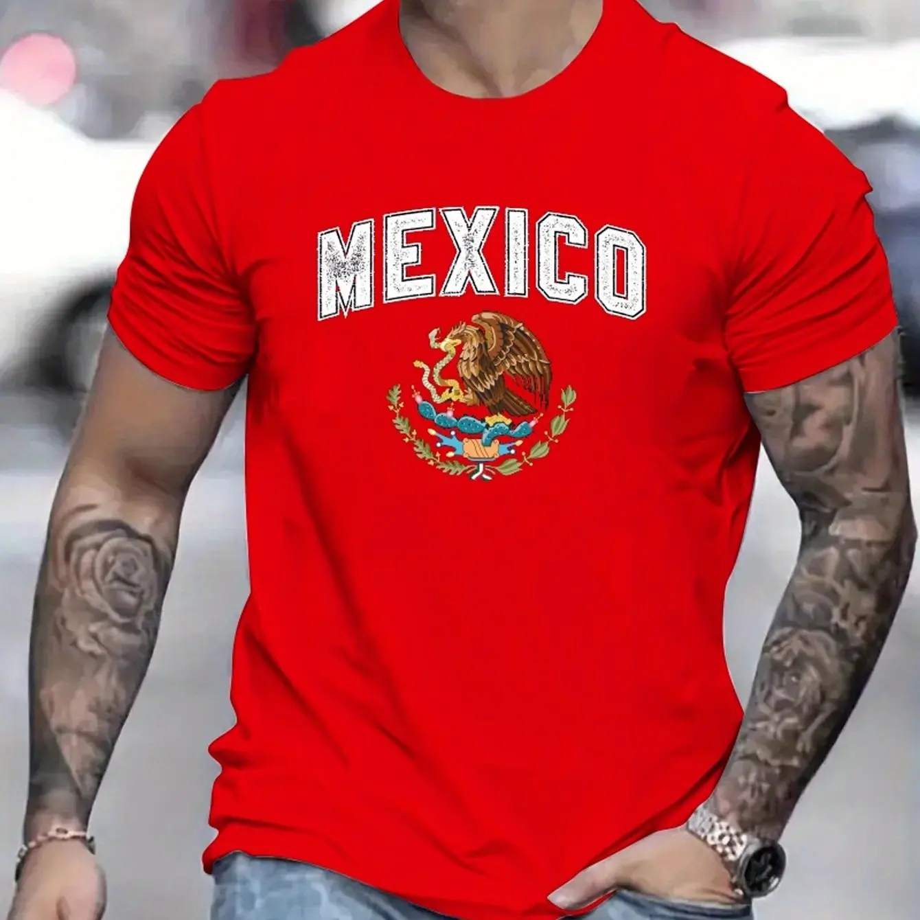 Mexico Print Men's T-shirt Casual Crew Neck Short Sleeve Outdoors Sportshirt Pullover Streetwear Tops Tees Oversized Clothing