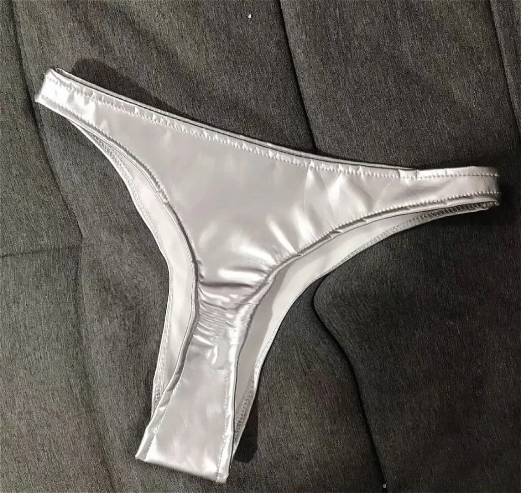 Patent Leather Women's Sexy Micro Shorts Nightclub Shiny Slimming Glossy Tiny Bikini Short Panties for Dancer Stage Performances