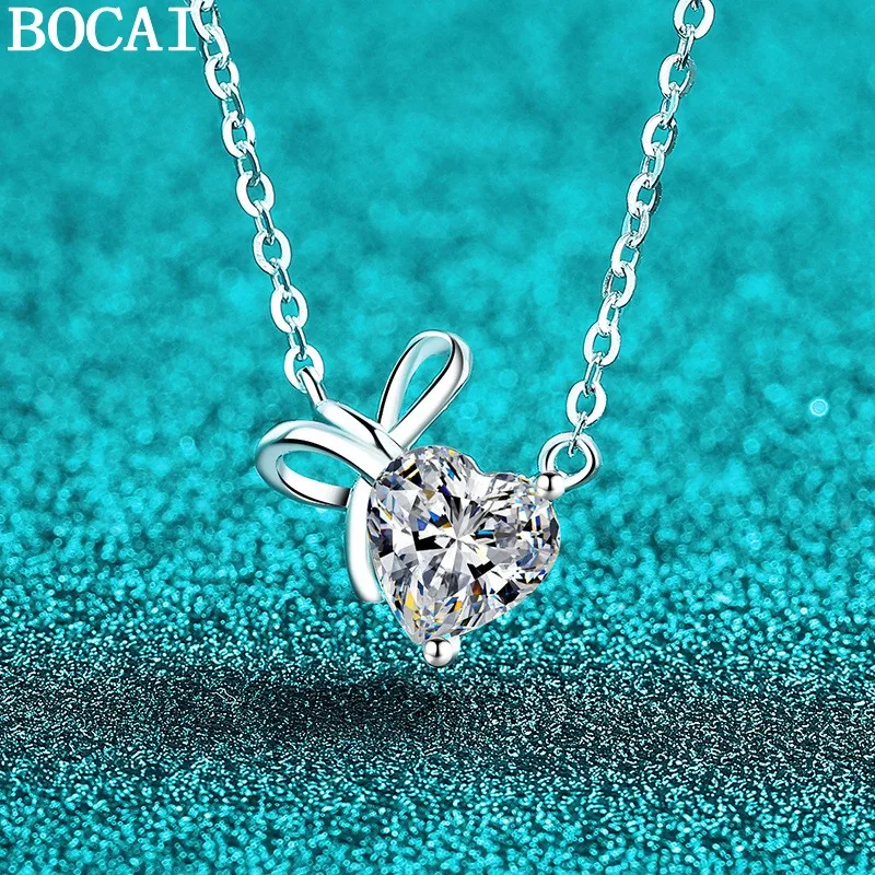 

Новинка BOCAI: Модный и нежный кулон из стерлингового серебра S925 с инкрустацией муассанитом в форме сердца, банта и кроличьих ушек – подарок для женщин