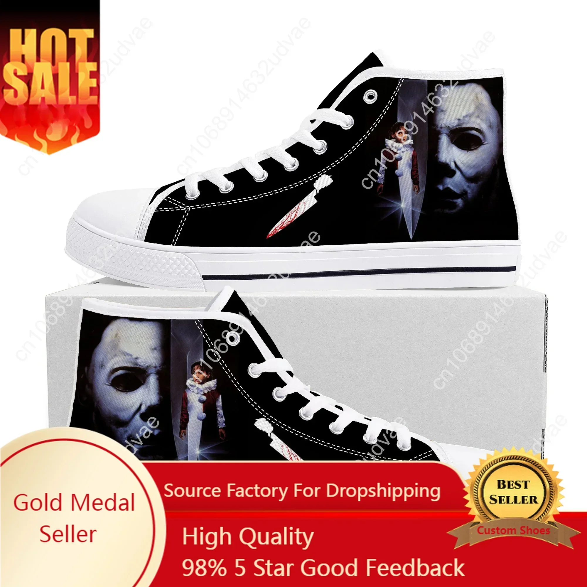 

Horror Halloween High Top Quality Shoes Michael Myers Mens Womens Teenager Canvas Sneaker Casual Couple Sneakers Custom Shoe