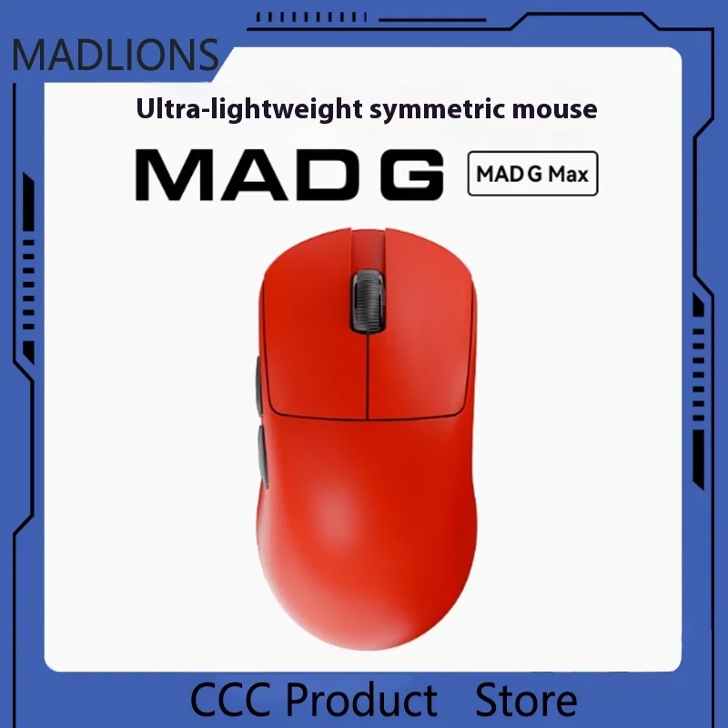 Madlions Mad G Ultra Lightweight Symmetrical Wireless Mouse Paw3395 Gaming Dual-Mode E-Sports Mouse Mid Size Office Gaming Gift