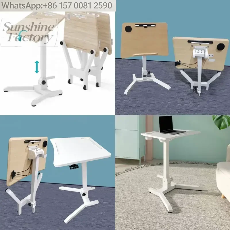 Ergonomic Modern Metal Fully Foldable Commercial Grade Home Office Sofa Table Pneumatic Height Adjustment 0-90 Degree Flip