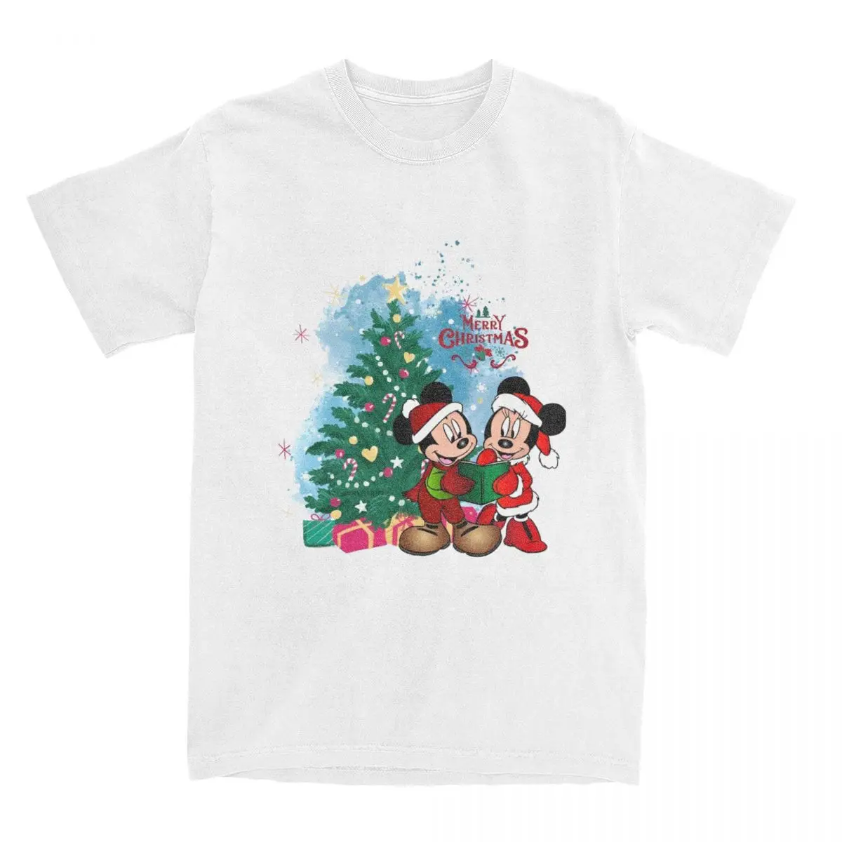 

Merry Christmas Mickey Themed Christmas Design T Shirt Summer T Shirts Pure Cotton Hippie Tshirt For Male Short Sleeve Top Tees