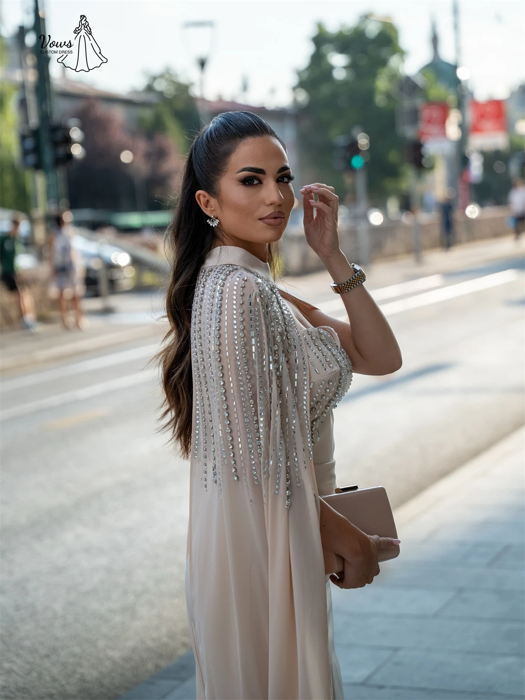 특별한 행사용 웨딩드레스, 피쉬테일 스커트 럭셔리 프롬 드레스 2025 맞춤 제작 리본 비즈 자수 고급 파티 드레스