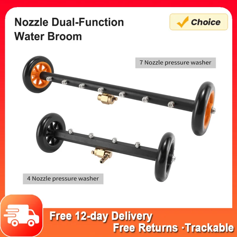 Water Broom for Pressure Washer Undercarriage Cleaner with 7 Nozzle Dual-purpose High-pressure Cleaner Pressure Washer Fittings