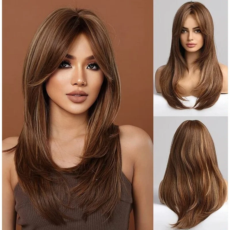 Human Hair Brand New Fashionable Women's Natural Light Brown Blonde Straight Hair 24 Inch
