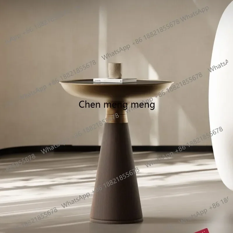 

Modern light luxury sofa corner few round small apartment log leather Italian minimalist edge few wabi-sabi wind Z136