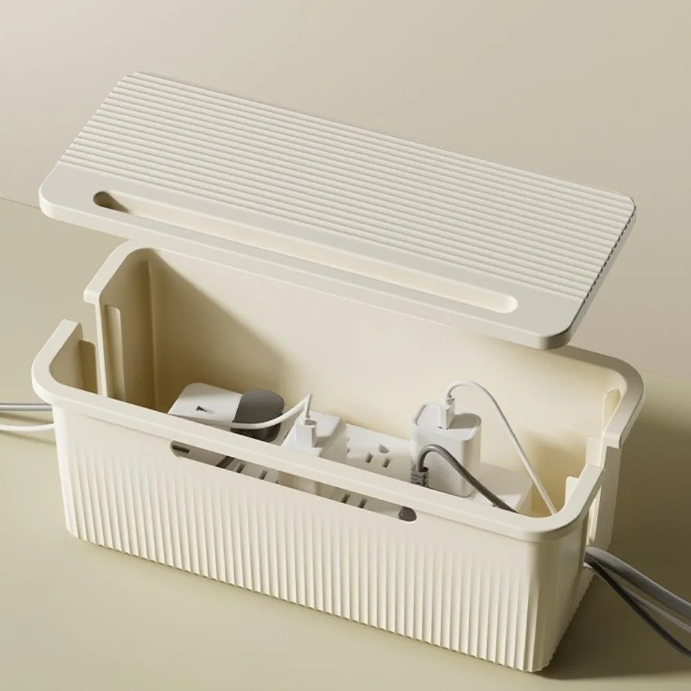 Caja de almacenamiento de cables de plástico duradero, organizador de cables multiusos, caja de almacenamiento de escritorio, caja de gestión de energía