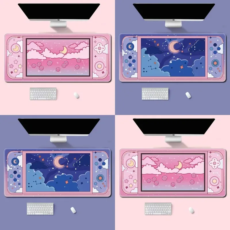 

Moon and Stars Large Desk Mat Kawaii Aesthetic Mouse Pad Cute Sky Art Setup Gaming Accessories Mousepad Gamer Office Mats