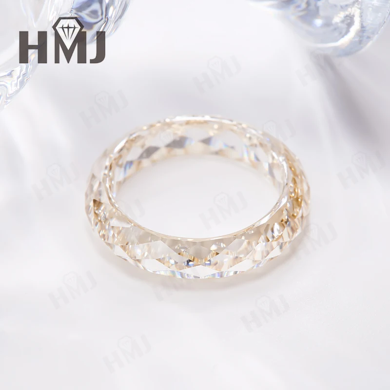 All Moissanite Thumb Ring Plain Band Pinky Ring Green&Champagne&White&Black Anniversary Birthday Gift Charms Free Give Necklace