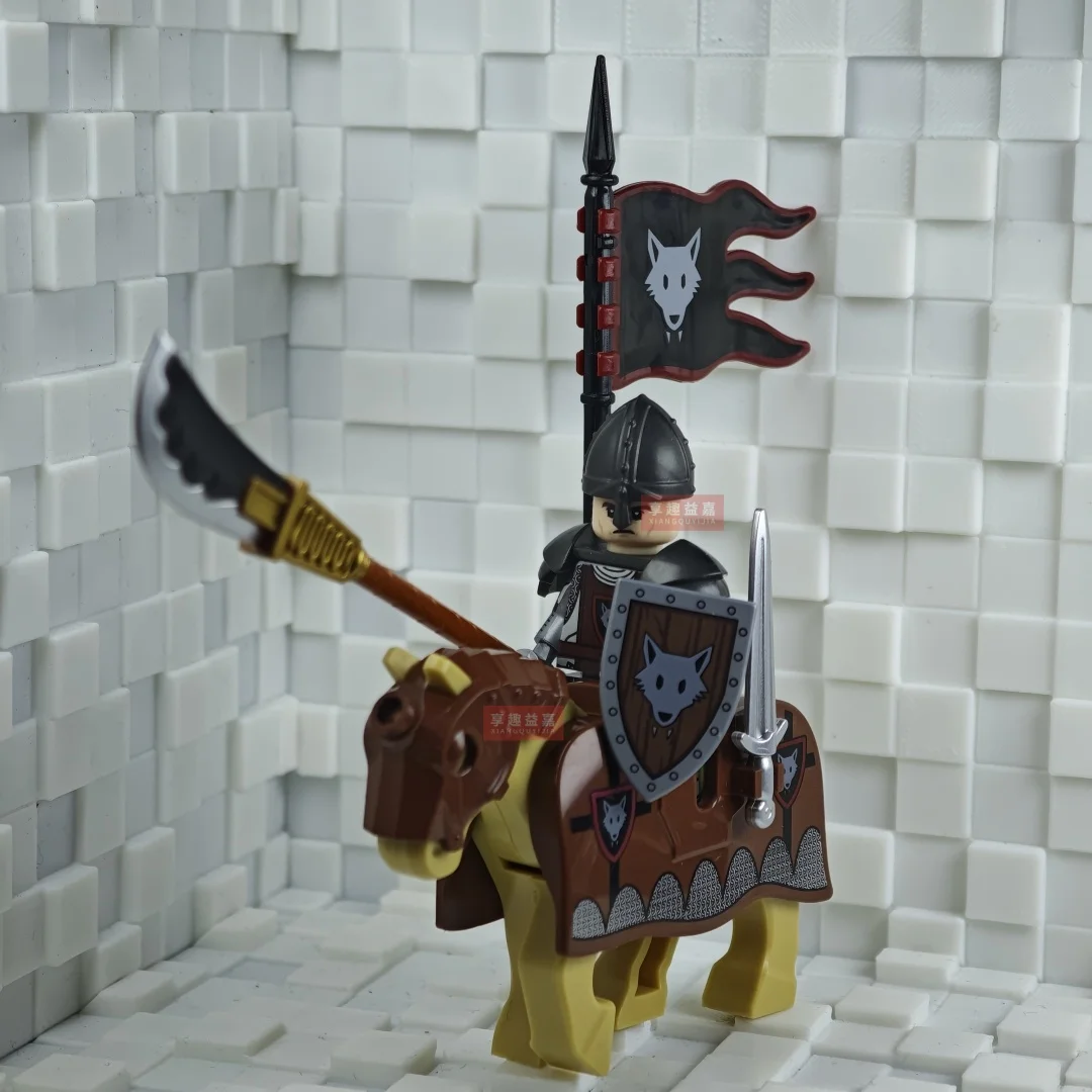 New Medieval Knights Red Lion Black Eagle Castle Soldier Green dragon Action Figures Cavalry Building Block Military Toy Gifts