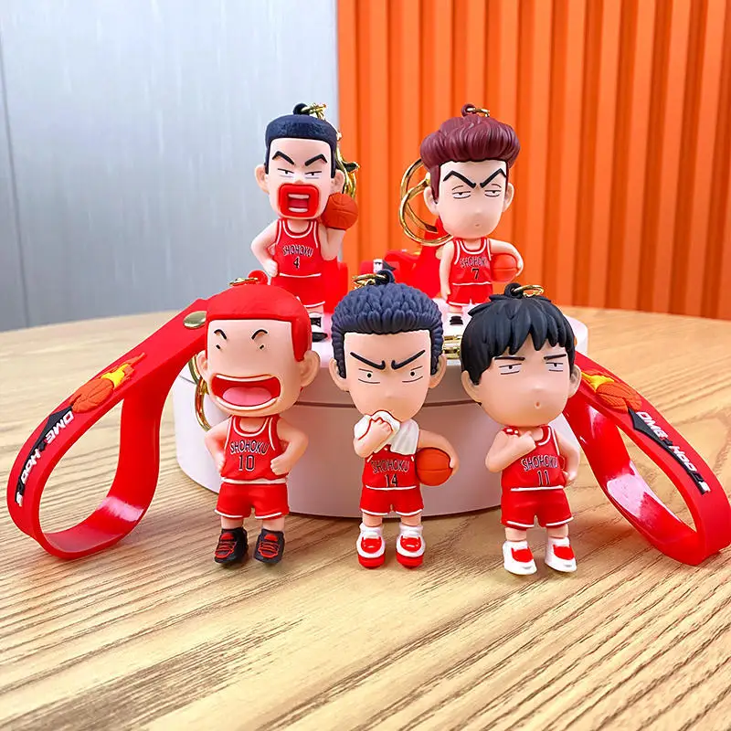 Japanese Anime SLAM DUNK Keychain Sakuragi Hanamichi Rukawa Kaede Hisashi Mitsui Action Figure Bag Pendant Key Chain Model Toys