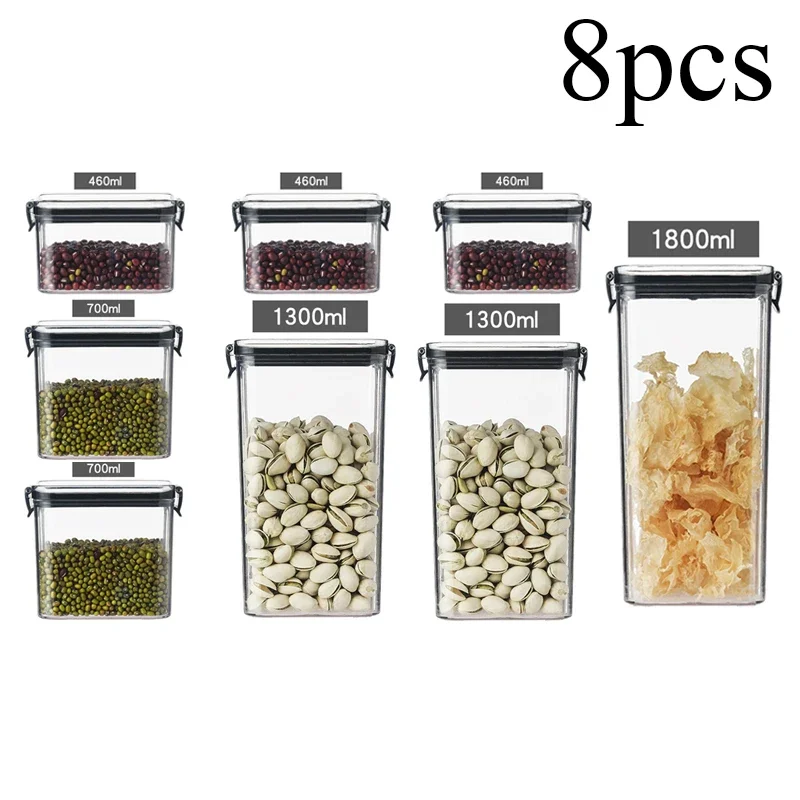 Kitchen Food  Storage Container Set Grade Collapsible Sealed Jar Spice Snack Nut Dry Goods Storage Box Transparent Material Put