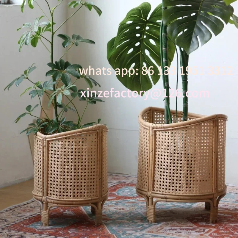 

Customizable Nordic Rattan Weave Flowerpot Stand Living Room Flower Holder Green Ivy Potted Plant Rack