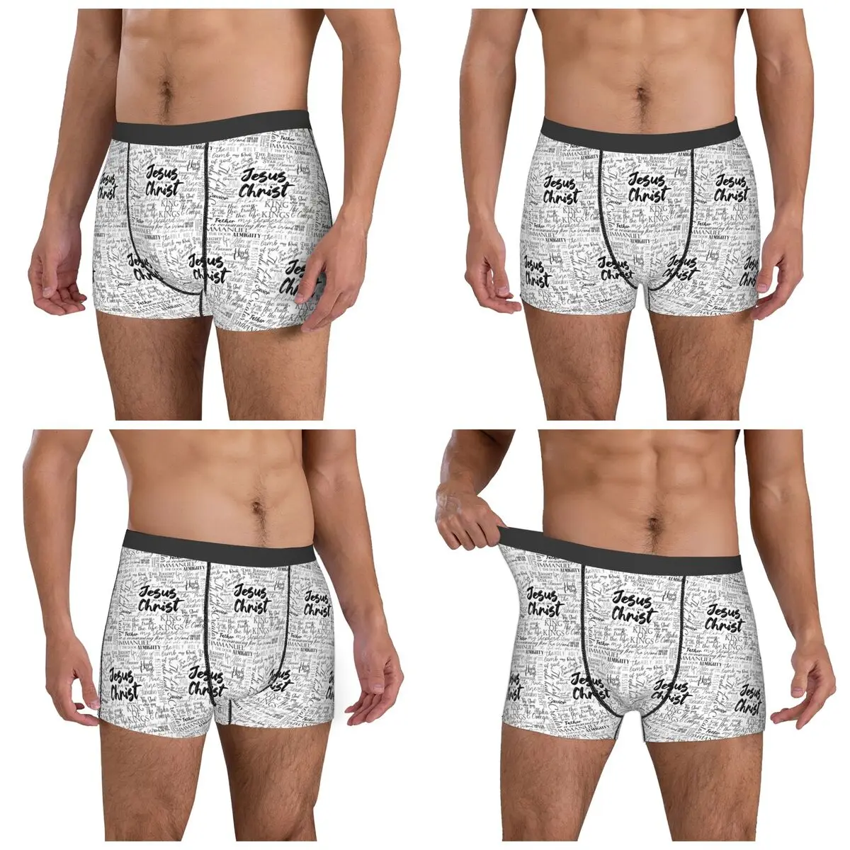 Boxer Underpants Shorts The Names Of God Yeshua Jesus Christian Panties Men's Ventilate Underwear for Homme Man Boyfriend Gift