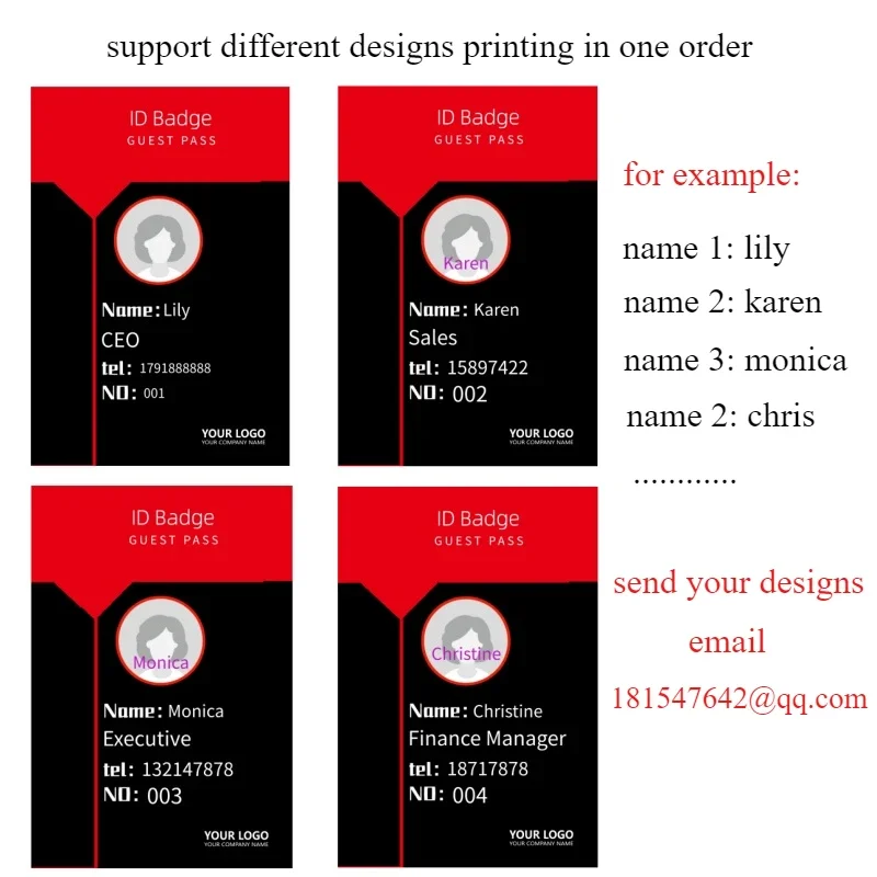 30/50pcs Mix Designs ID Badge Cards Printing Personalized Custom PVC Plastic Visit Guess Card Exhibition VIP Card