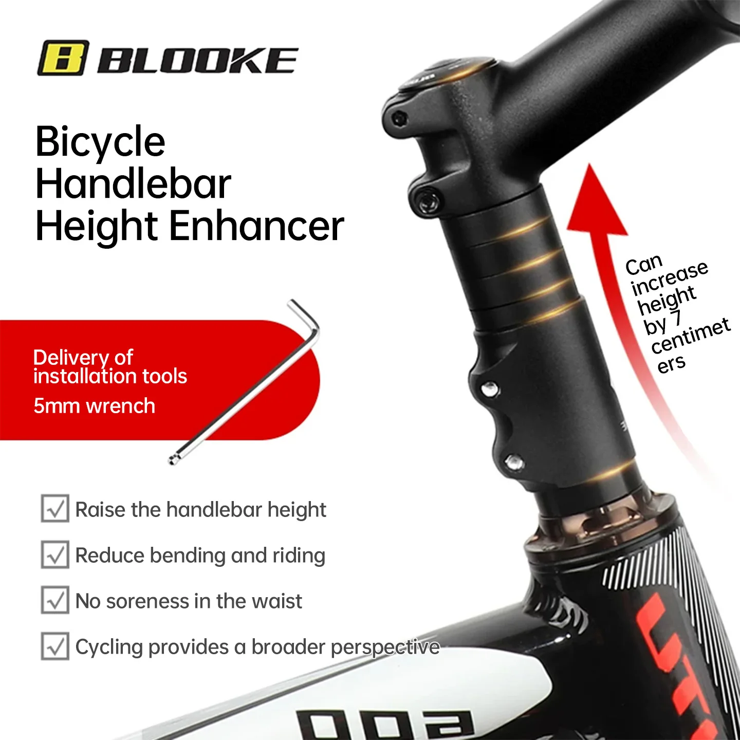 BLOOKE MTB Stem Riser Handlebar Riser Fork Stem Extender Cycling Bike Accessories for Performance Enhancing