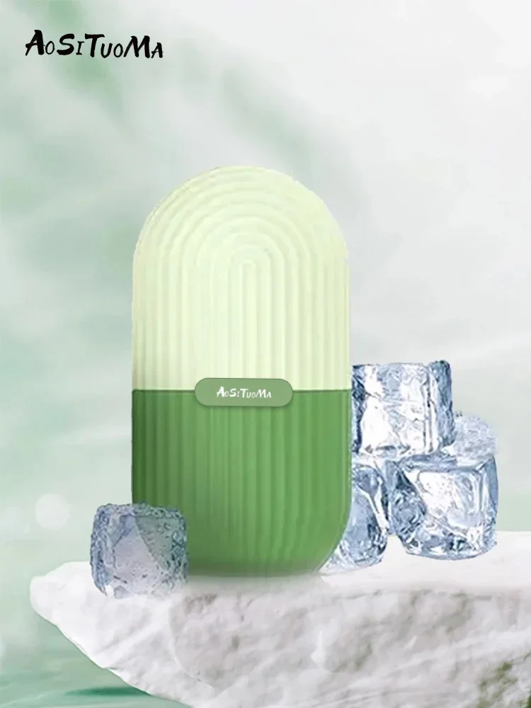 Rouleau à glace en silicone pour le contour du visage, rétrécit les pores, élimine les cernes, massage de la peau, outil de soin pour les yeux et le cou