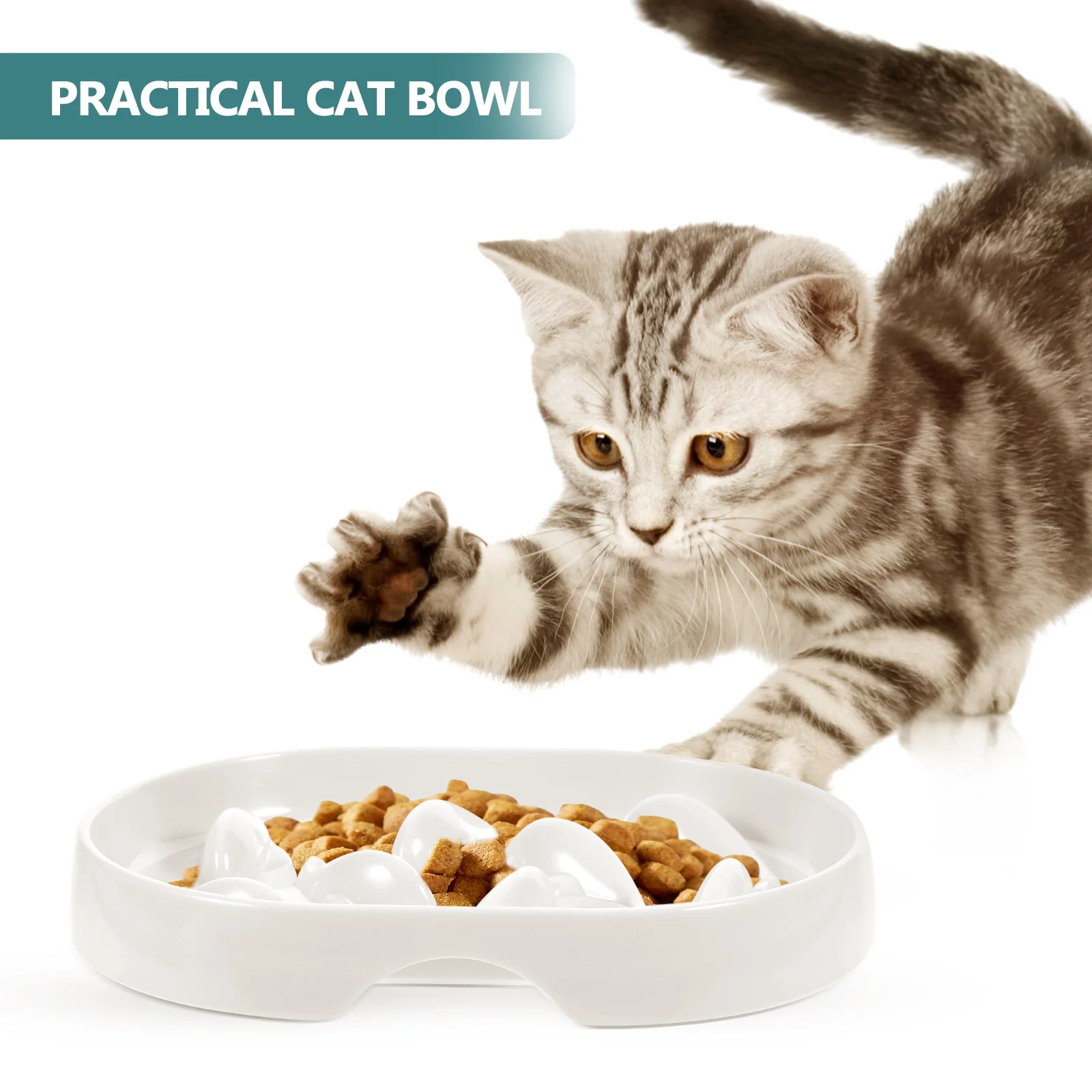 

Slow Feeder Cat Bowl Lightweight Pet Food Bowl For Indoor Pets Ridged Design Improves Digestion Reduces Bloating Smooth