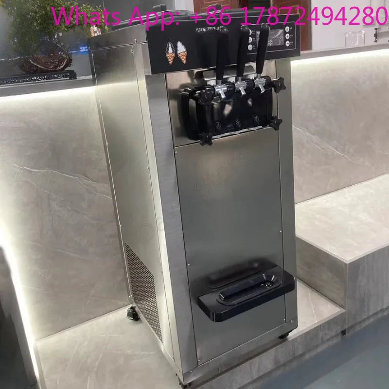 

Commercial Soft Ice Cream Machine 12L Intelligent Control Small Vertical Table Type Three-Color Professors Cone Maker