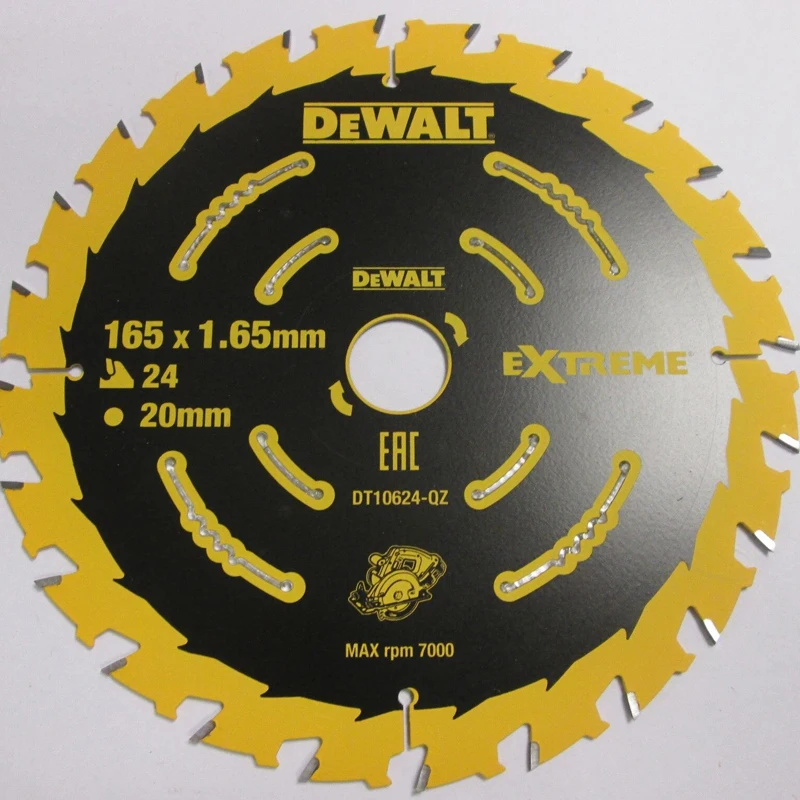 DEWALT DT10624 Woodworking Saw Blade 165mm x 20mm 24T Carpentry Dedicated Cutting Disc Power Tool Accessories