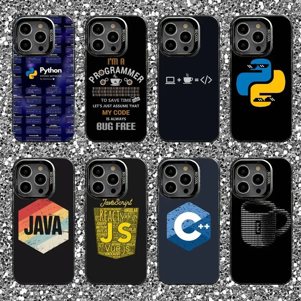 

Programming Languages Java Phone Case For iPhone 16,15,14,13,12,11,Pro,XS,Max,Plus,Mini,SE Black Candy Matte Shockproof Cover