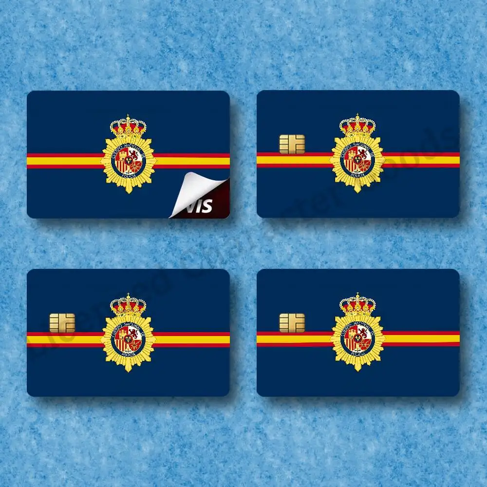 Spain National Police Bank Transit Card Skin Sticker Printed Resistant 4 Styles A Set 54mmx 85mm With Chip Window