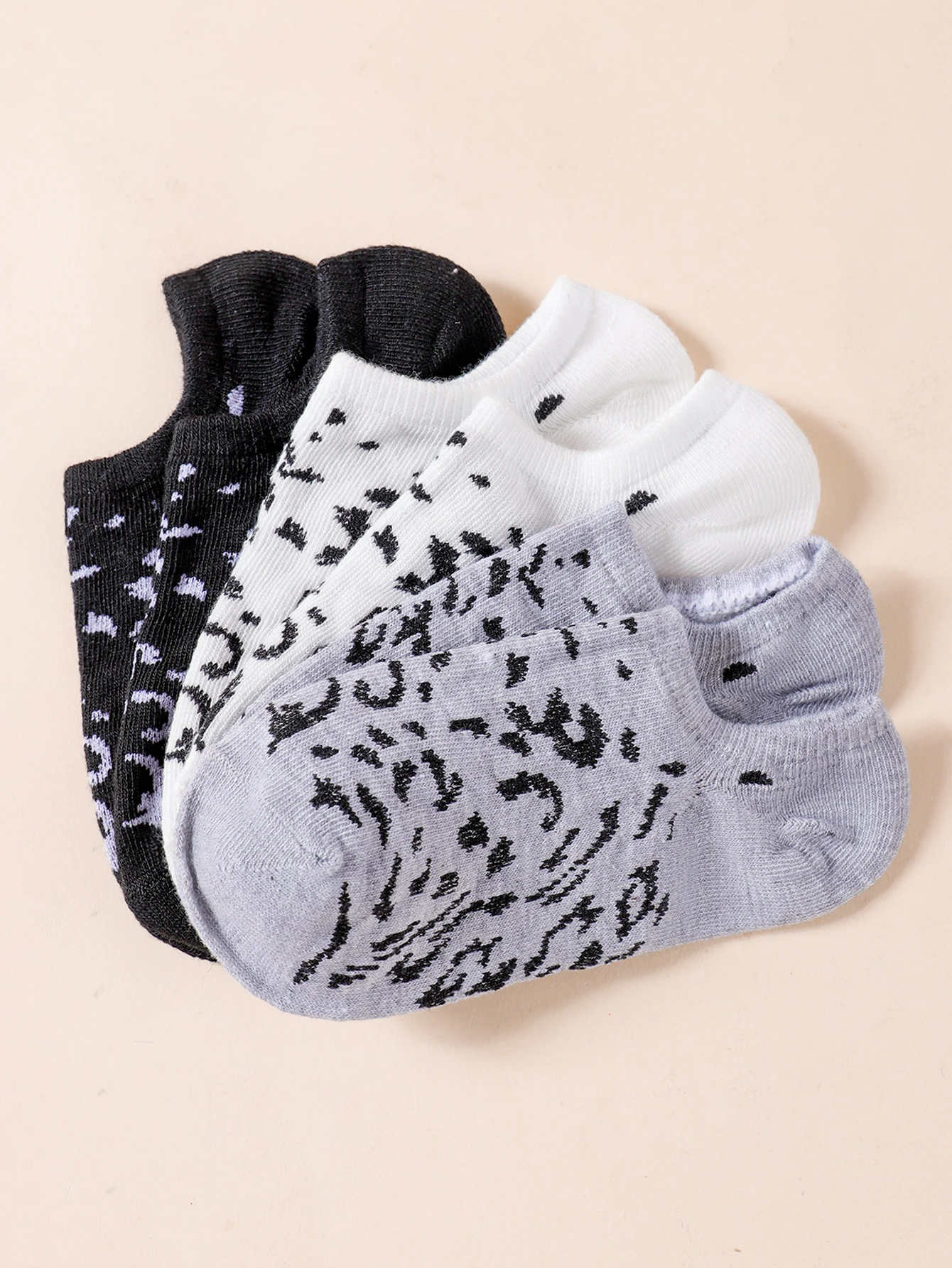 10/20/30 Pairs Women's Leopard Print No-Show Socks, Solid Color Breathable Sweat-Absorbent Casual Invisible Socks