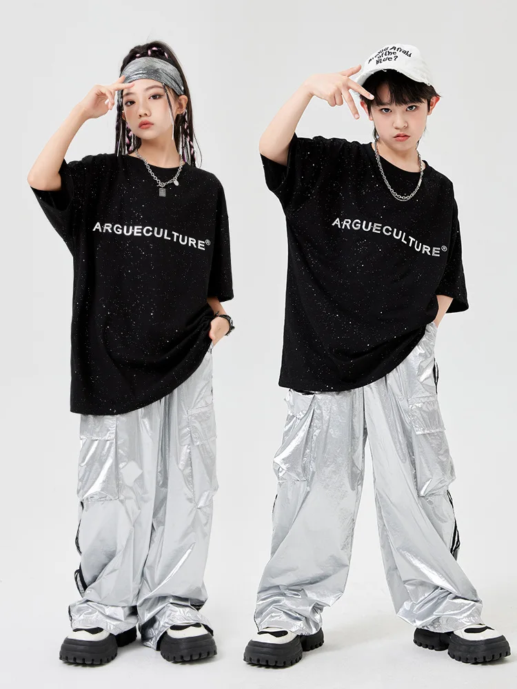 

Kids Street Dance Hip Hop Clothing White Vest Orange Sweatshirt Baggy Pants Girl Boy Drum Jazz Performance Outfit Stage Costume