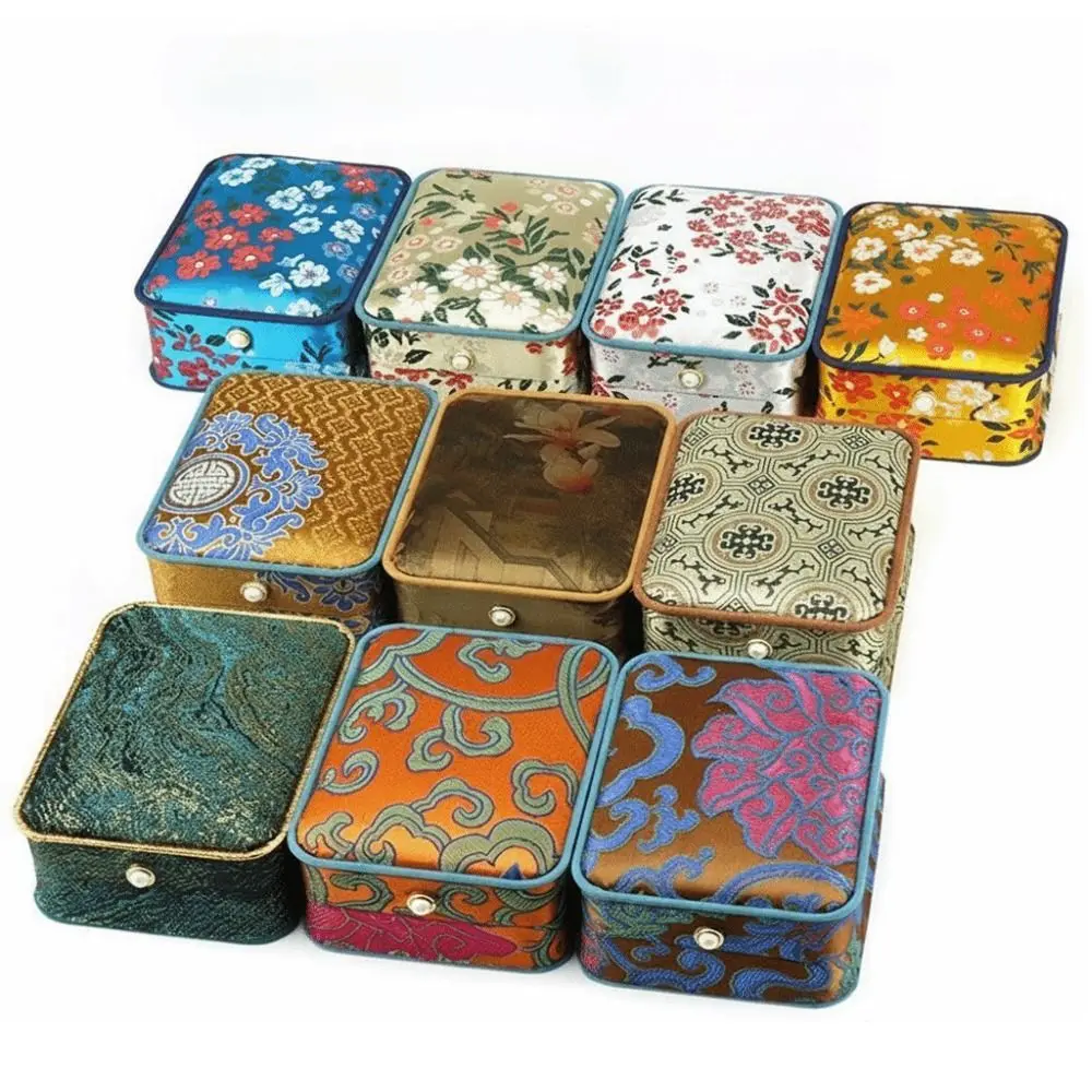 Retro Brocade Fabric Brocade Jewelry Box Exquisite Embroidery Embroidery Jewelry Box Jewelry Storage Organizer Daily Use