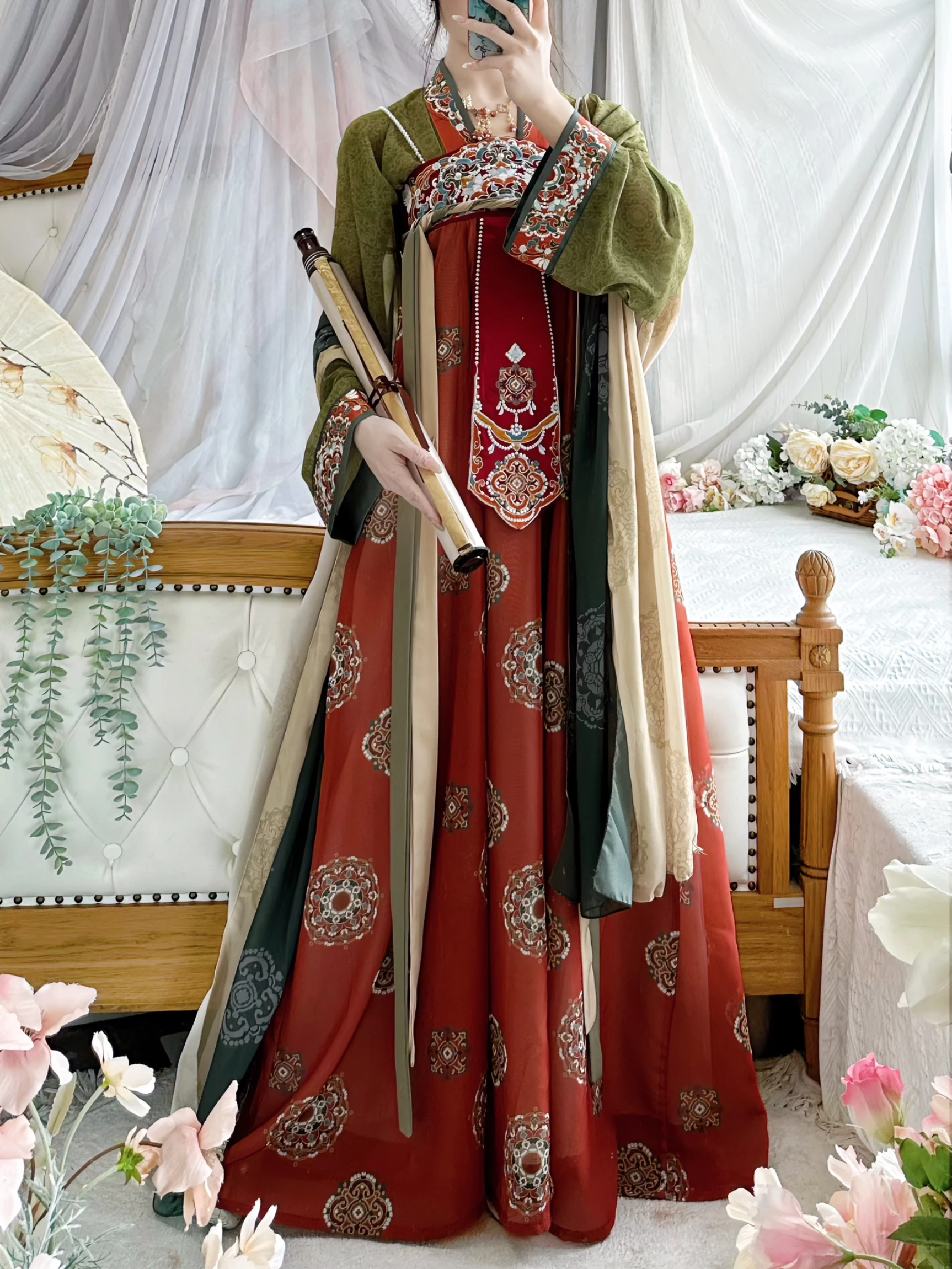 

Original Hanfu Women's Tang Sle Chest-Length Skirt Ensemble Revival Faion Daily Spring Summer Collection