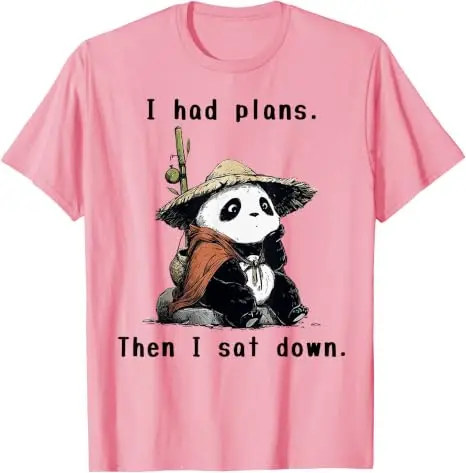 Ich hatte Pläne, dann setzte ich mich hin - Lazy Panda T-Shirt Y2k Niedlicher Lazy Panda Humor Süße Asiatische Ästhetik Kleidung Grafik-Schriftzug T-Shirt Geschenke – Detail 8
