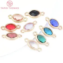 (1045)10PCS 15.5x7.5MM 24K Champagne Gold Color Brass 2 Holes Sharp Oval Connect Charms Pendants Jewelry Findings Accessories