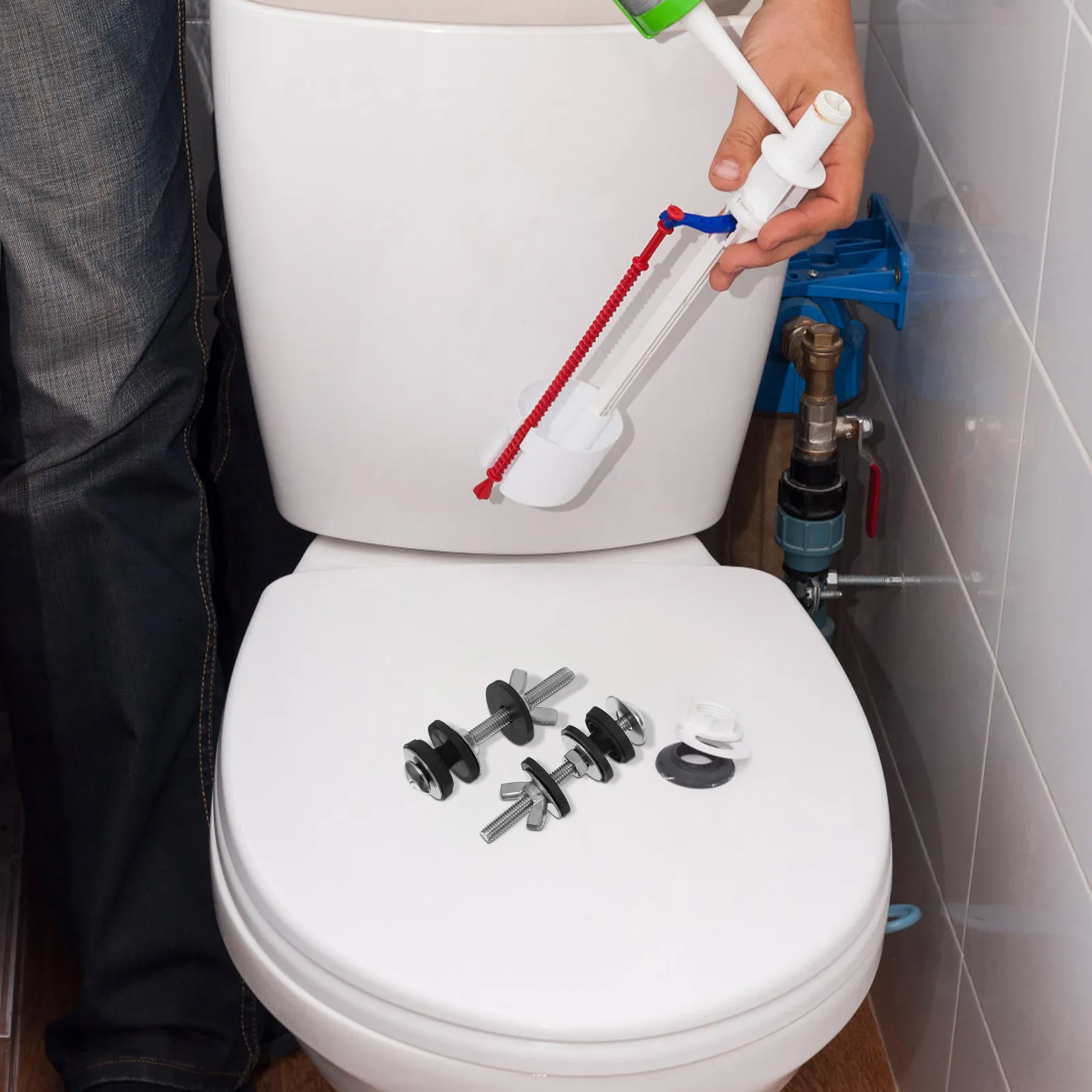 

2Pcs Corrosion Resistant Stainless Steel Toilet Tank Bolts and Washers Set Ensures Durability Easy Fit and Seamless Bathroom