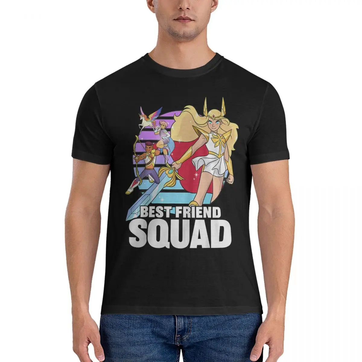 Best Friend Squad Men T Shirts She Ra Princess of Power Funny Tee Shirt Short Sleeve Crew Neck T-Shirts Pure Cotton Clothing