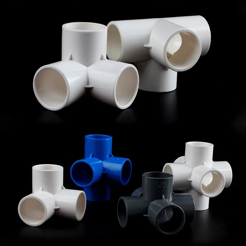 5pcs Inside Diameter 20-40mm 3/4/5/6-way PVC Pipe Three-Dimensional Connectors Water Supply Pipe Fittings Adapter Home DIY Tubes
