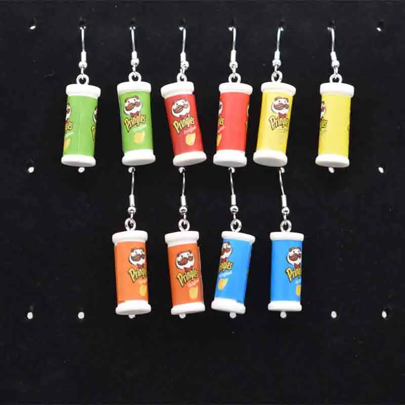 20*10mm Earring For Women Resin Handmade 5 Colors Simulation 3D Barreled Potato Chips Drop Earrings Funny Gift