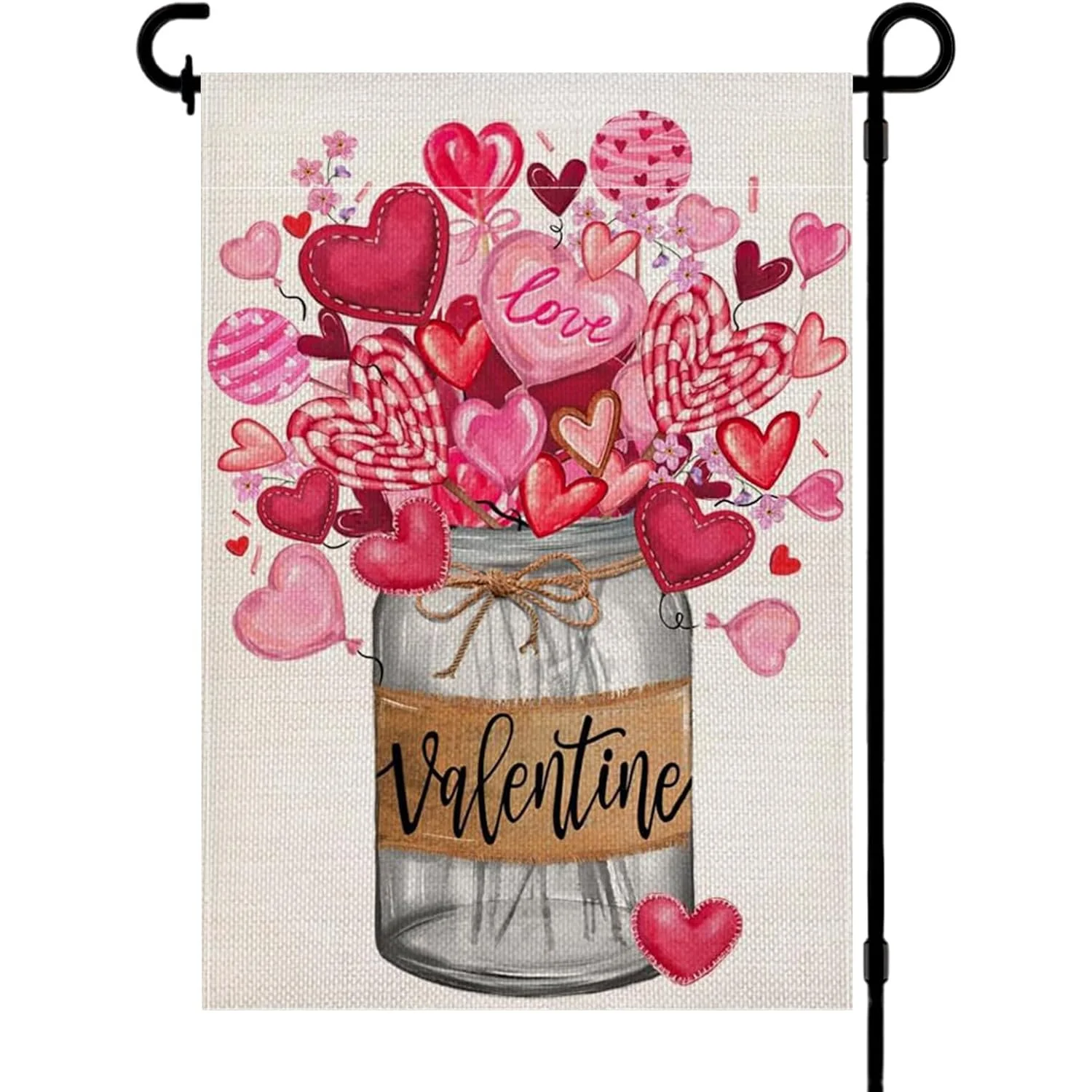 12X18 Inch Valentine'S Day Garden Flag Featuring Floral Design And Love Hearts for Outdoor Use