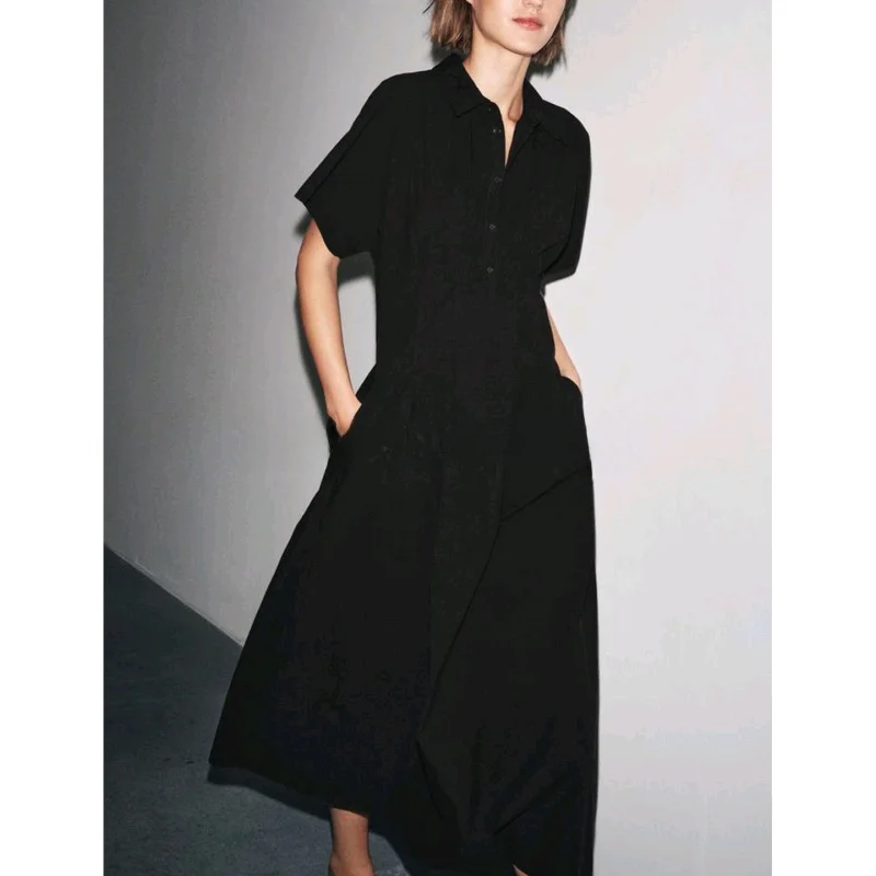 Outono nova chegada feminina a linha dr com gola em camadas ort sve comprimento médio único botão casual dr